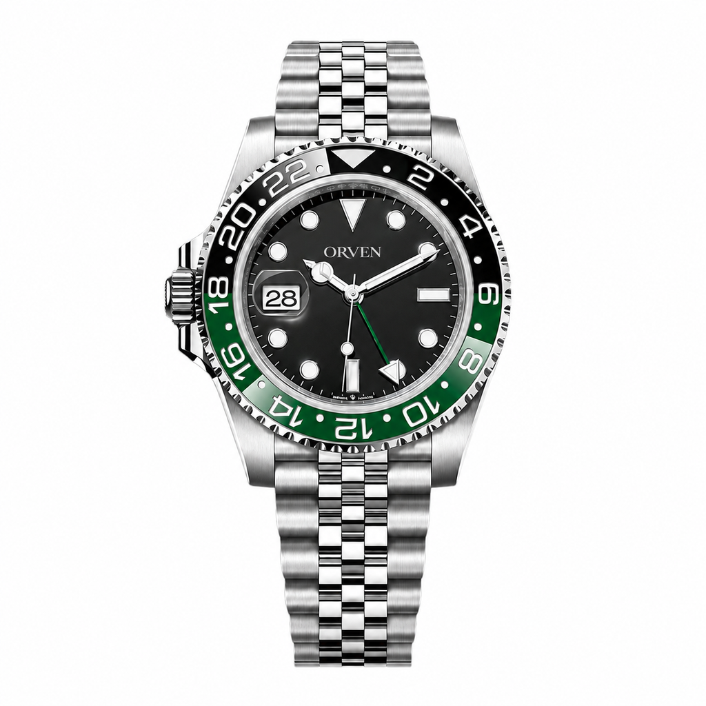 Orven Naviren – Black Dial & Green Bezel