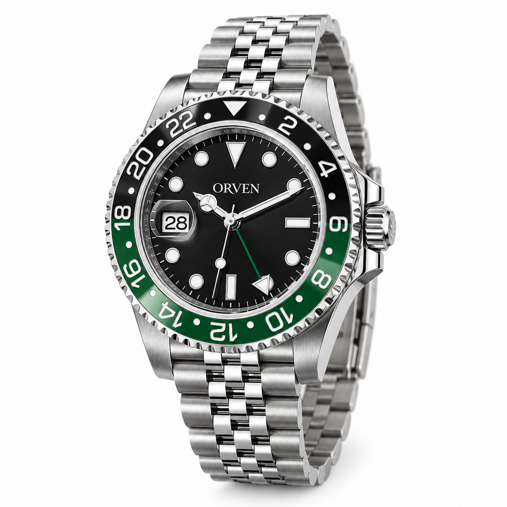 Orven Naviren – Black Dial & Green Bezel